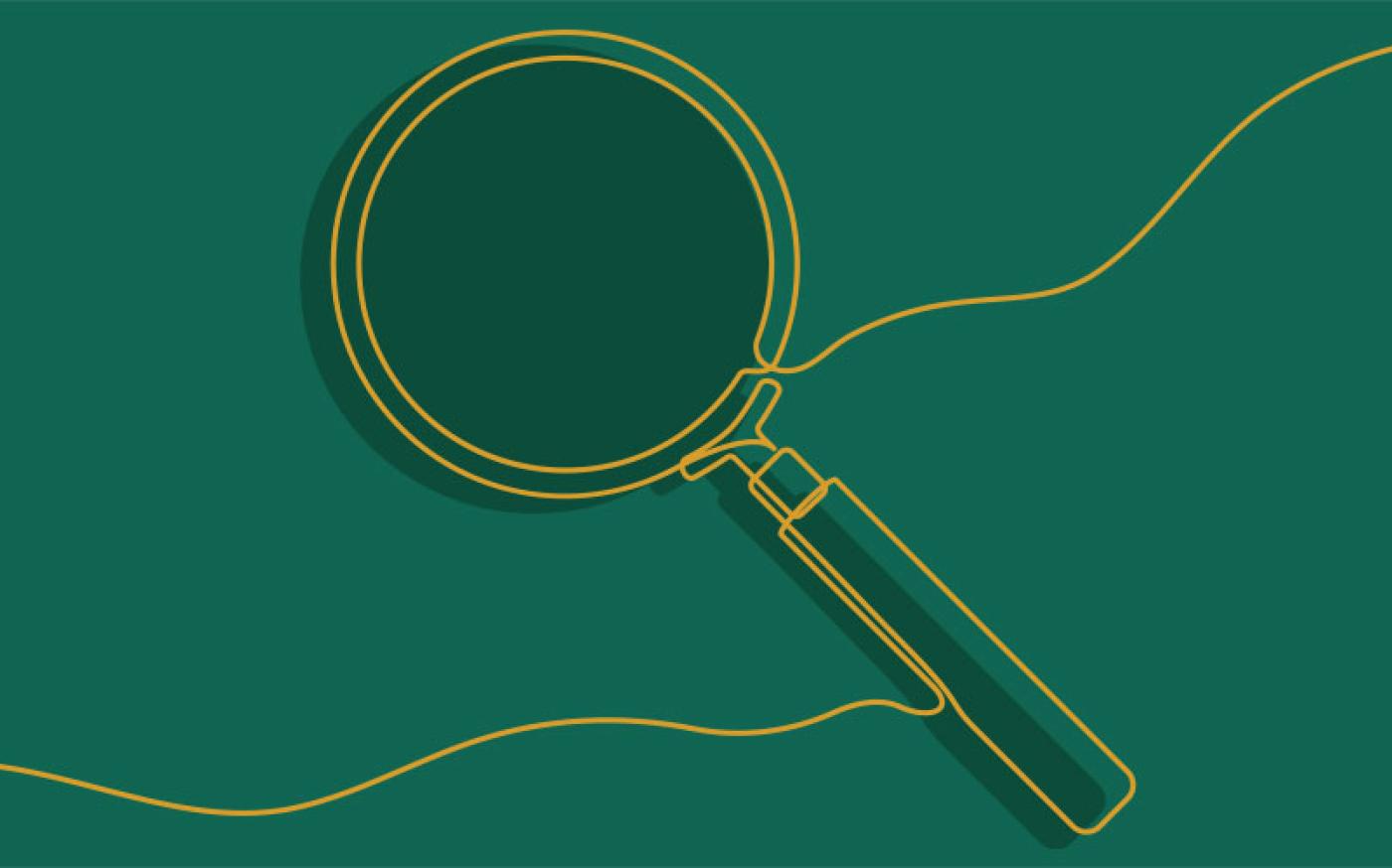 magnifying glass on green background